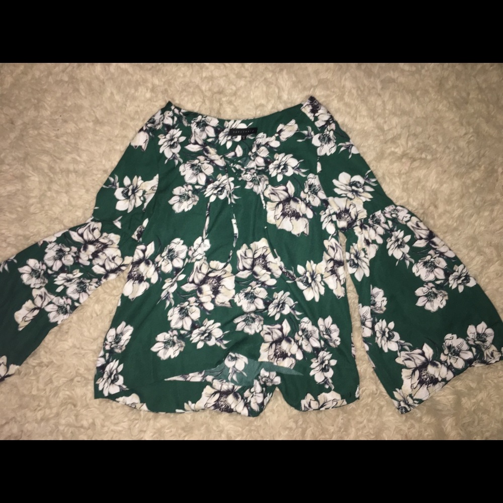 Emerald green flower shirt